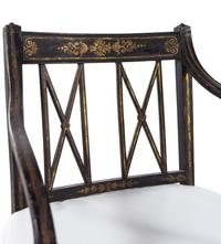 A Set of Ten George III Japanned Armchairs
