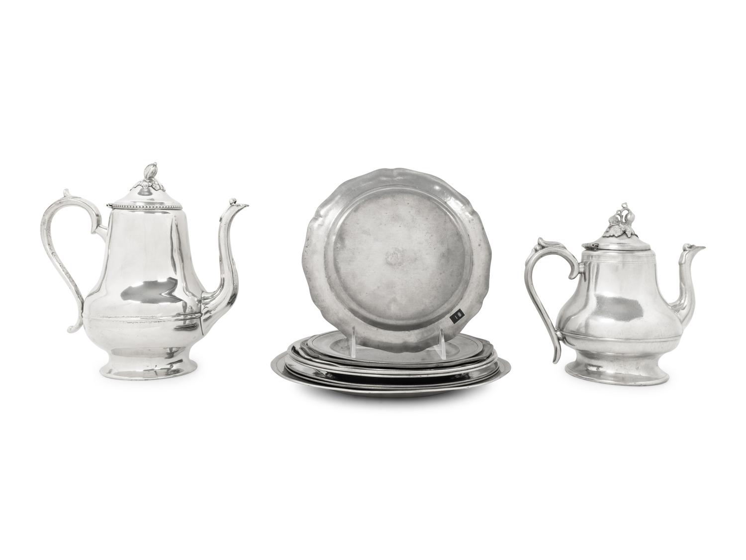 A Group of Assorted Pewter Table Articles