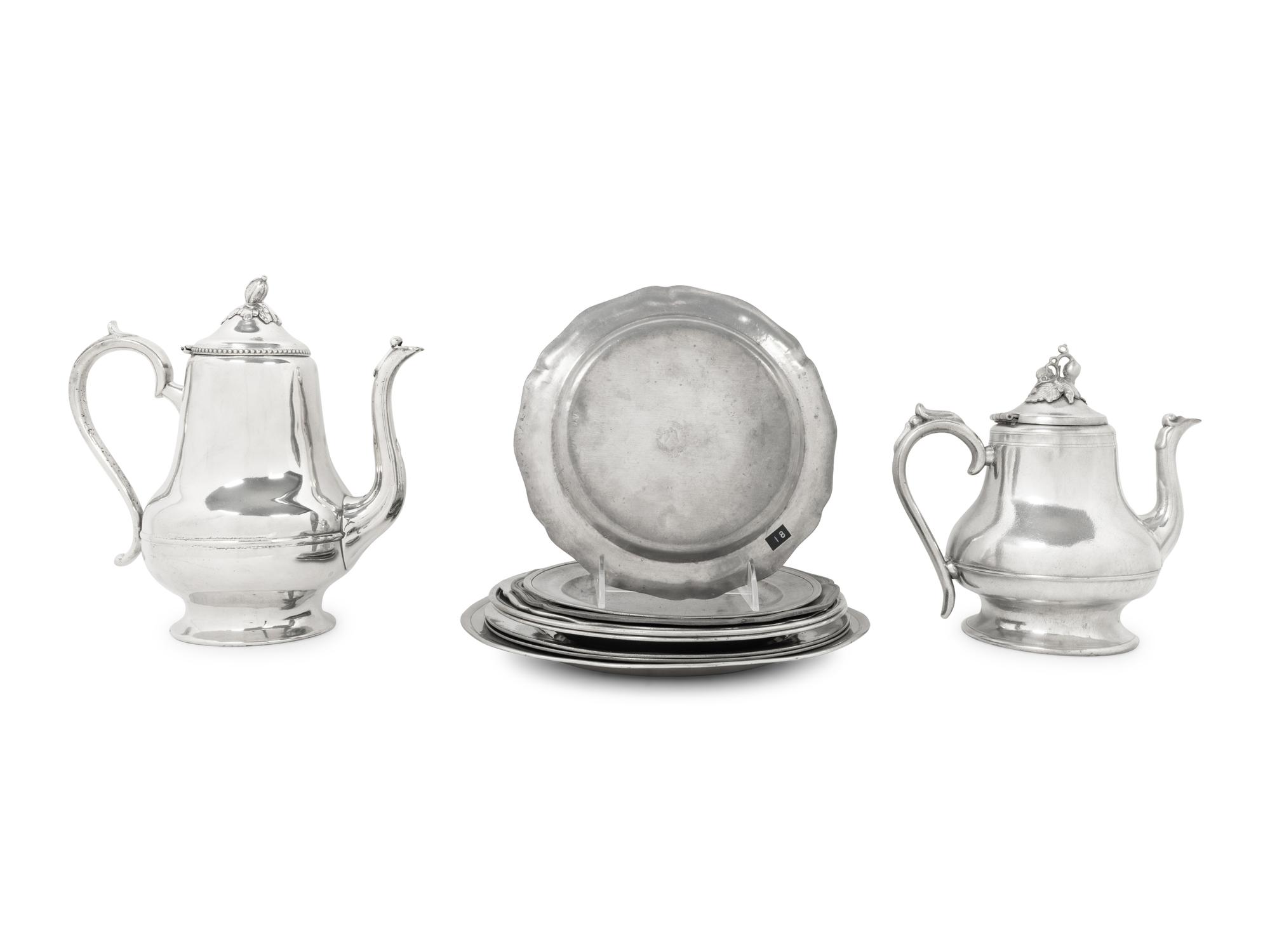 A Group of Assorted Pewter Table Articles