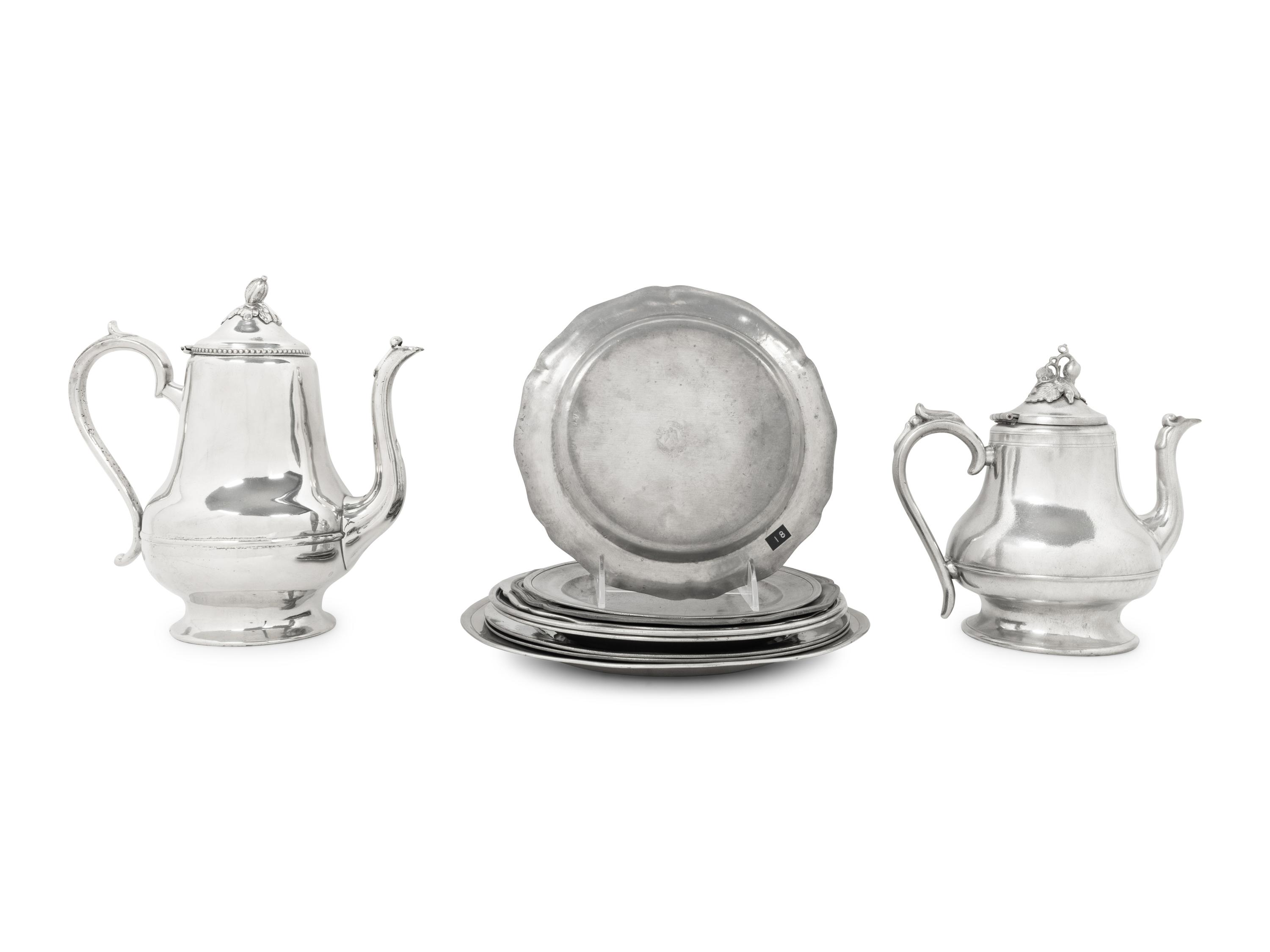 A Group of Assorted Pewter Table Articles