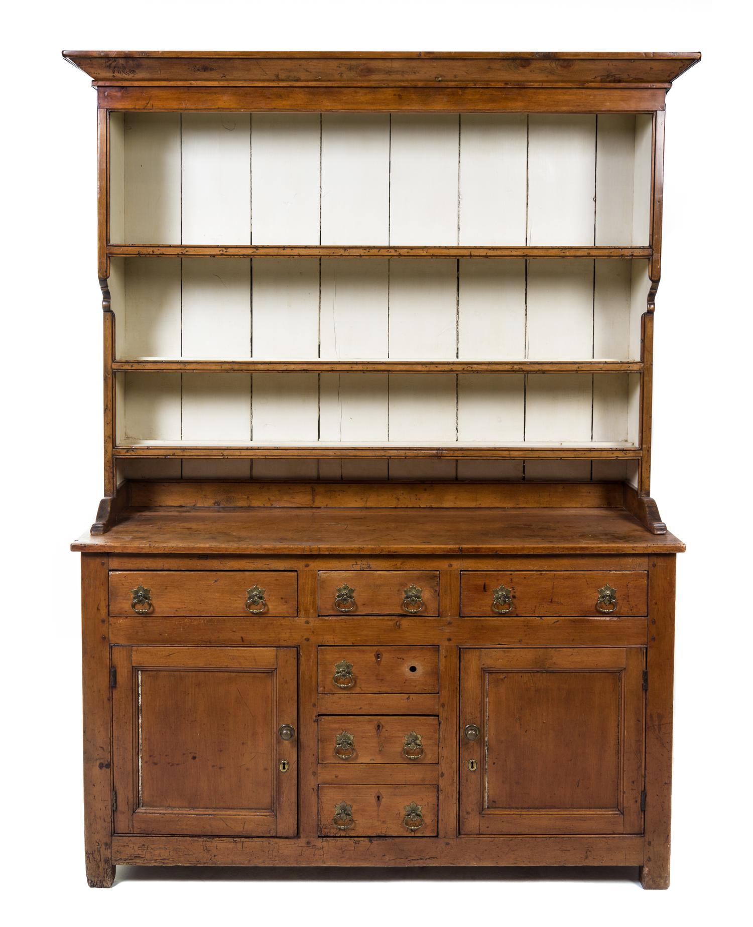A Provincial Painted Cupboard Height 82 1/8 x width 63 1/4 x depth 13 1/2 inches. — 20TH CENTURY
