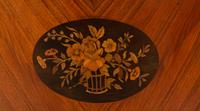 An English Fruitwood and Mahogany Marquetry Demilune Cabinet