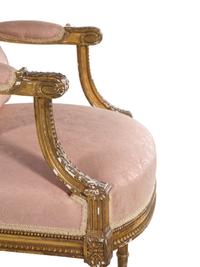 A Pair of Louis XVI Style Giltwood Fauteuils