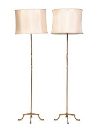 A Pair of Gilt Metal Standing Lamps