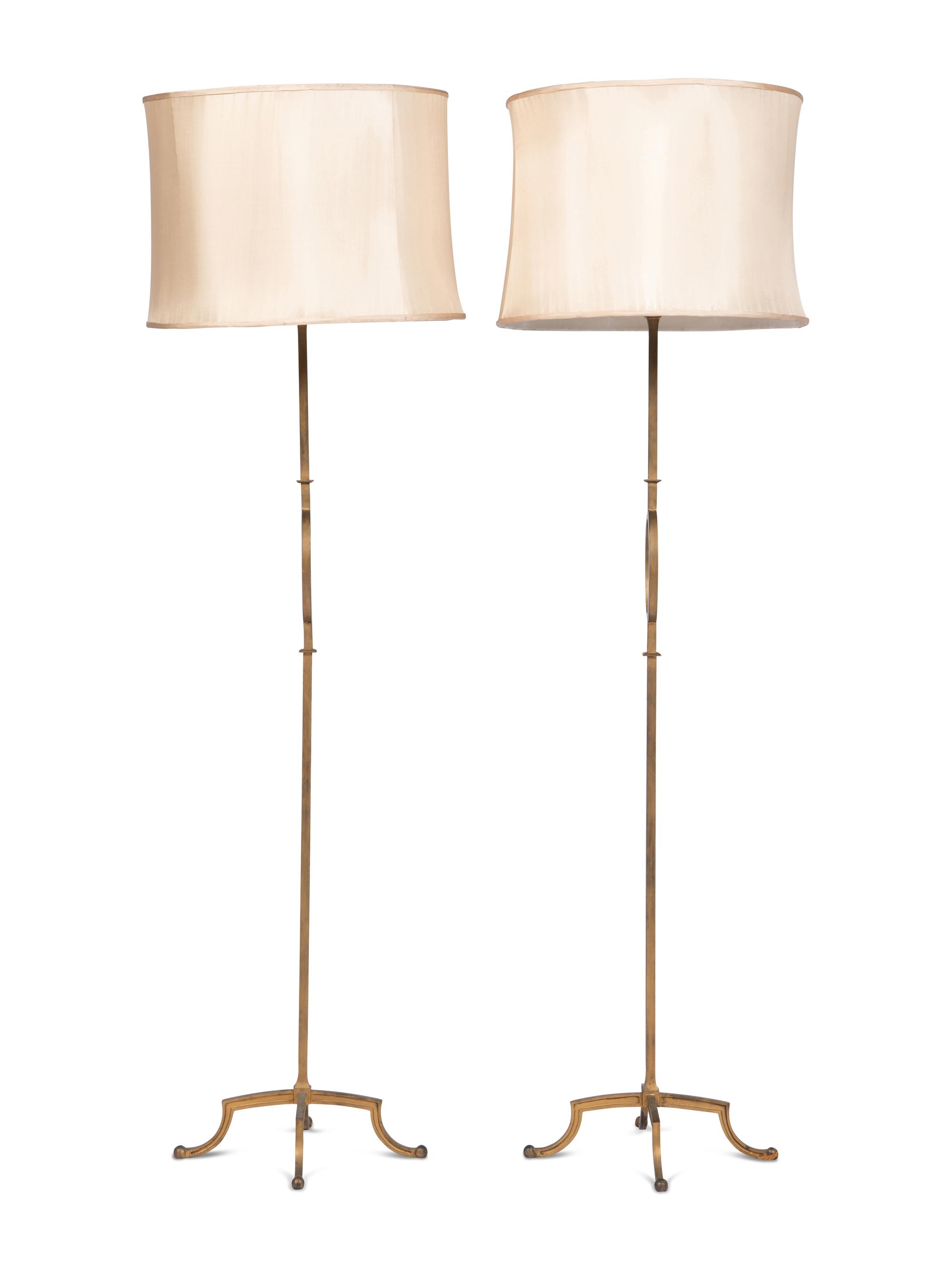 A Pair of Gilt Metal Standing Lamps