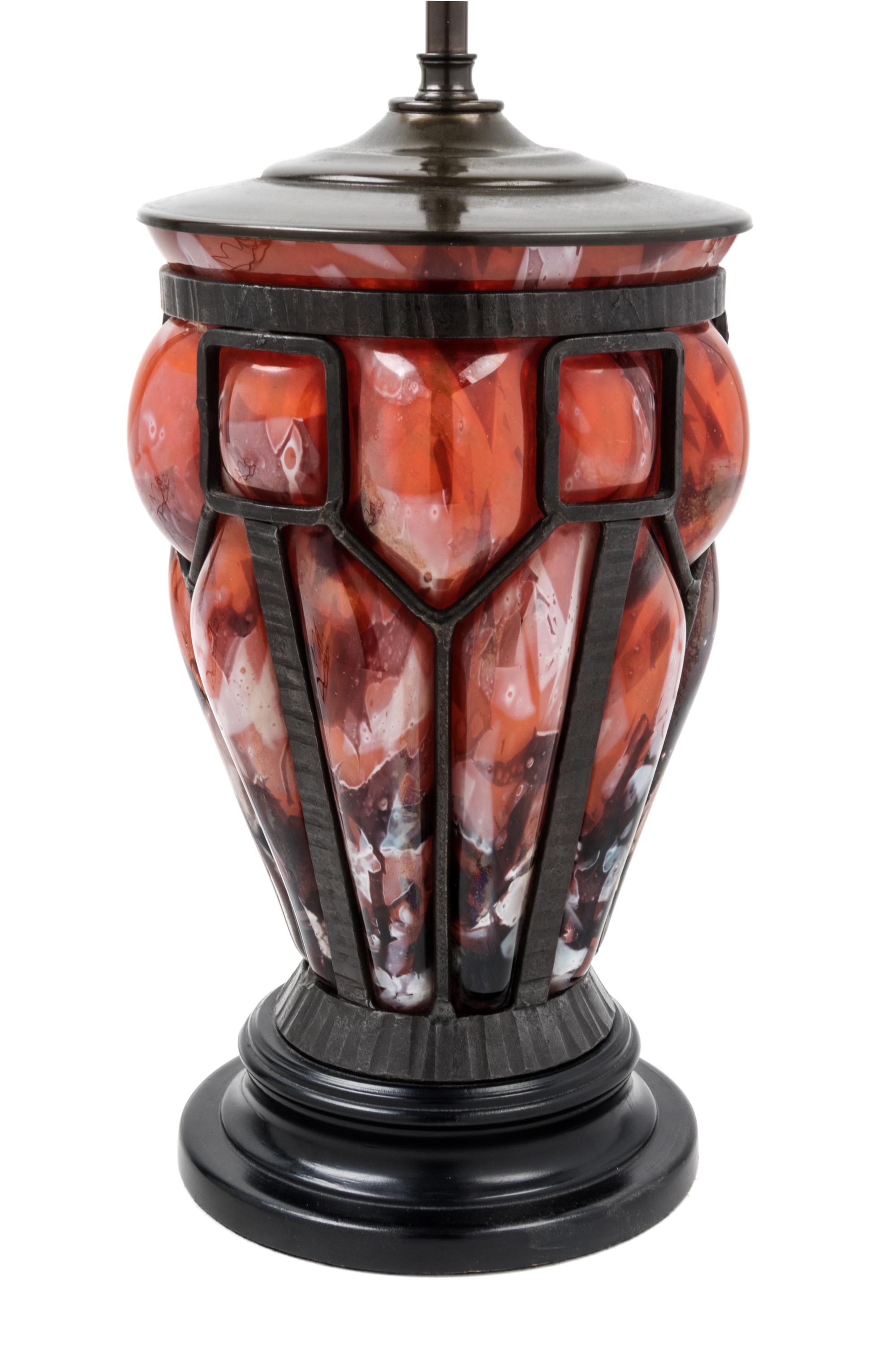 Attributed to Daum and Louis Majorelle (French, 1859-1926), c.1930, vase mounted as a lamp