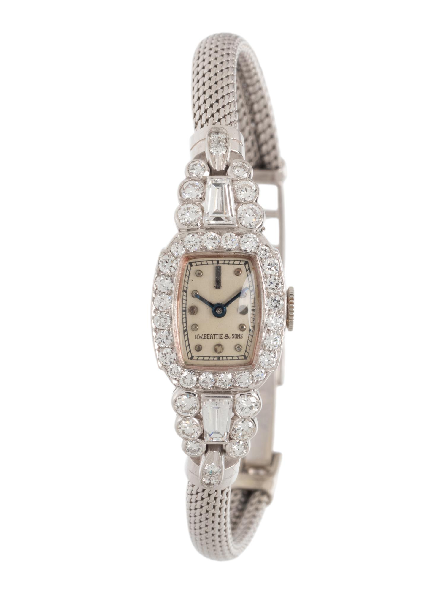 OMEGA FOR H.W. BEATTIE & SONS, PLATINUM, WHITE GOLD, AND DIAMOND WATCH