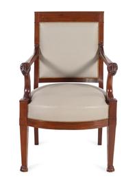 A Consulat Mahogany Lion-Head Fauteuil by Jacob Frères