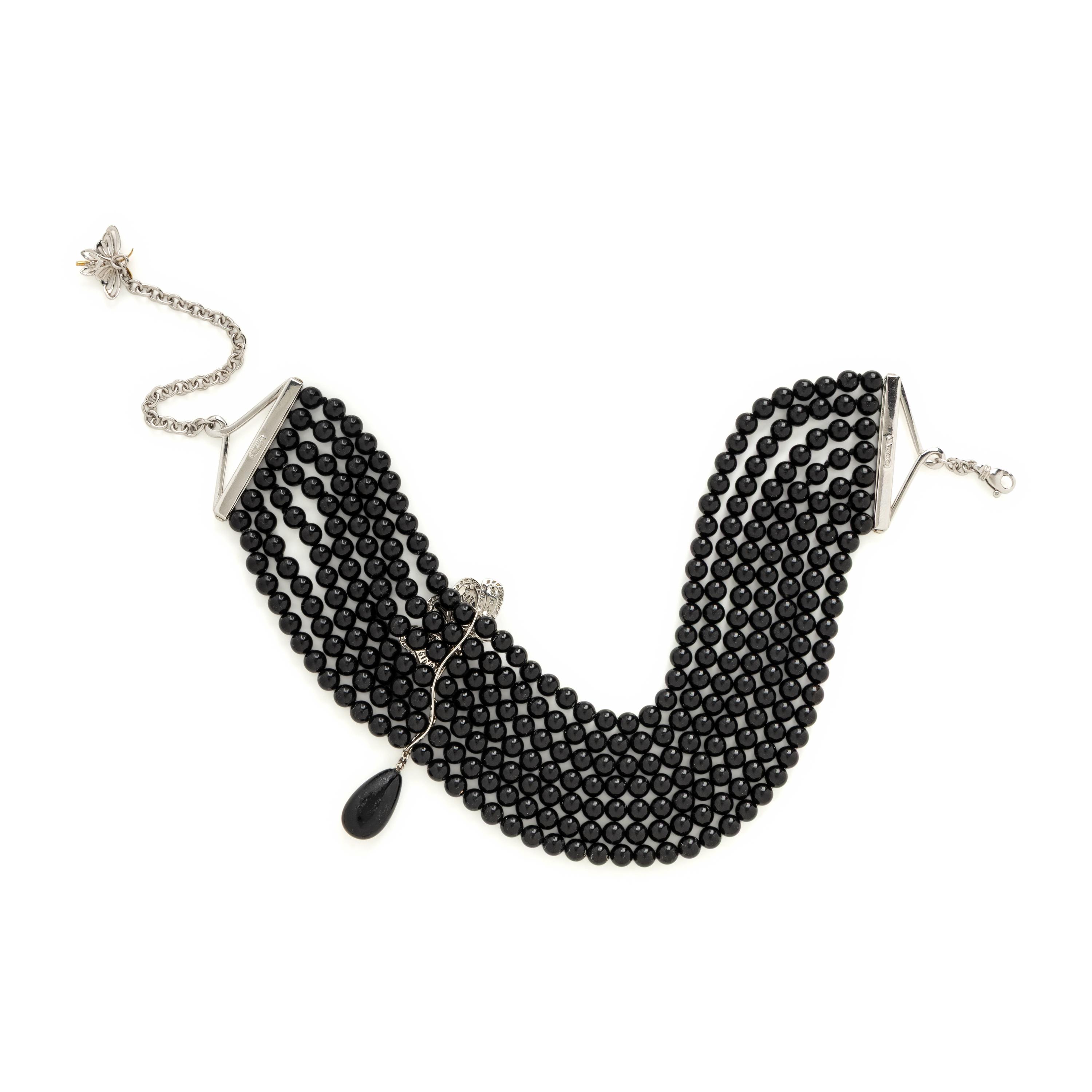 Chantecler, Onyx, Diamond, and White Gold Choker Necklace