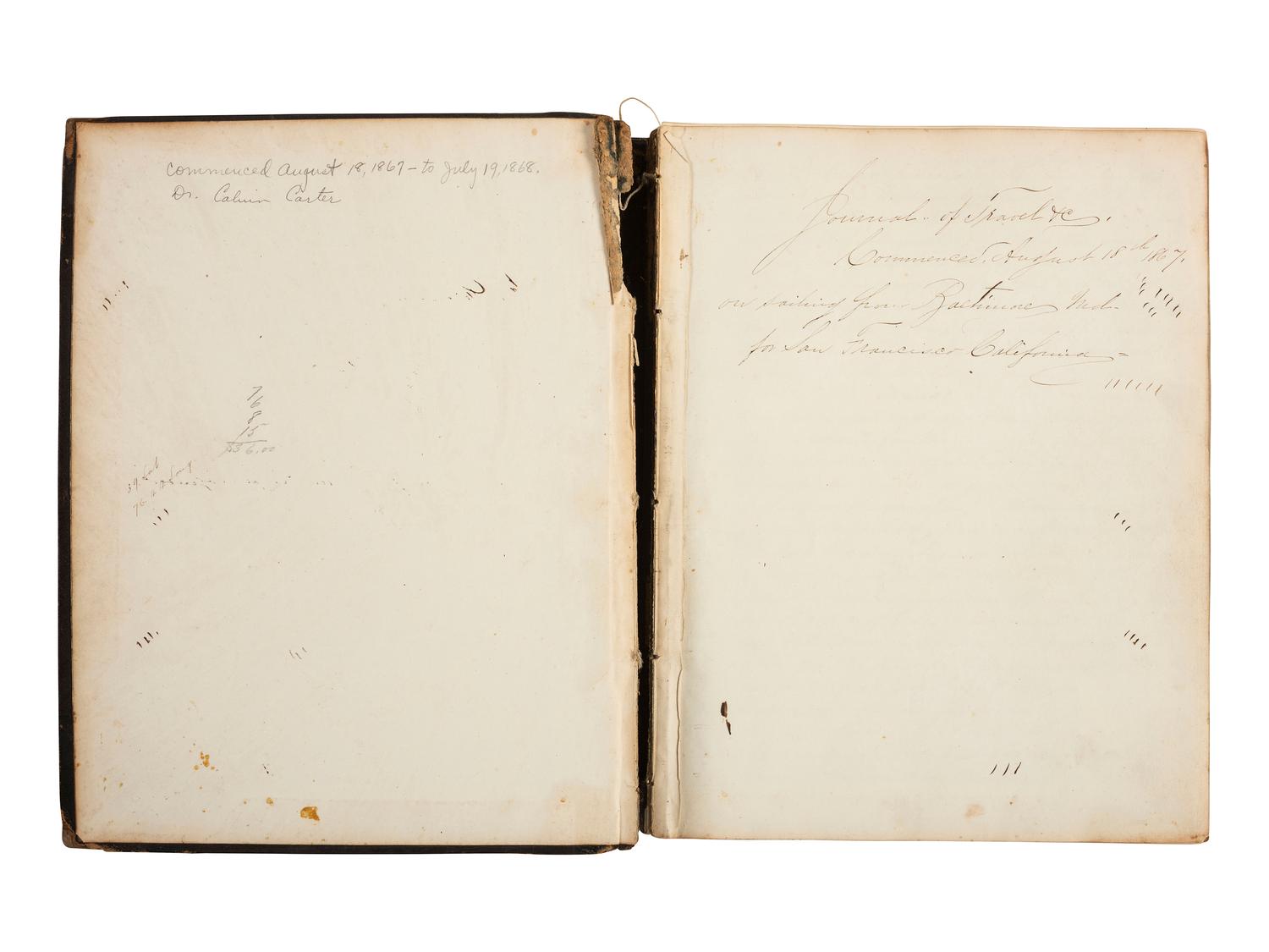[U.S. COAST GUARD] -- [AFRICAN AMERICANA]. Ship journal of Dr. Calvin Carter, Medical Officer on board the U.S. Revenue Cutter Reliance , 1867-1868.