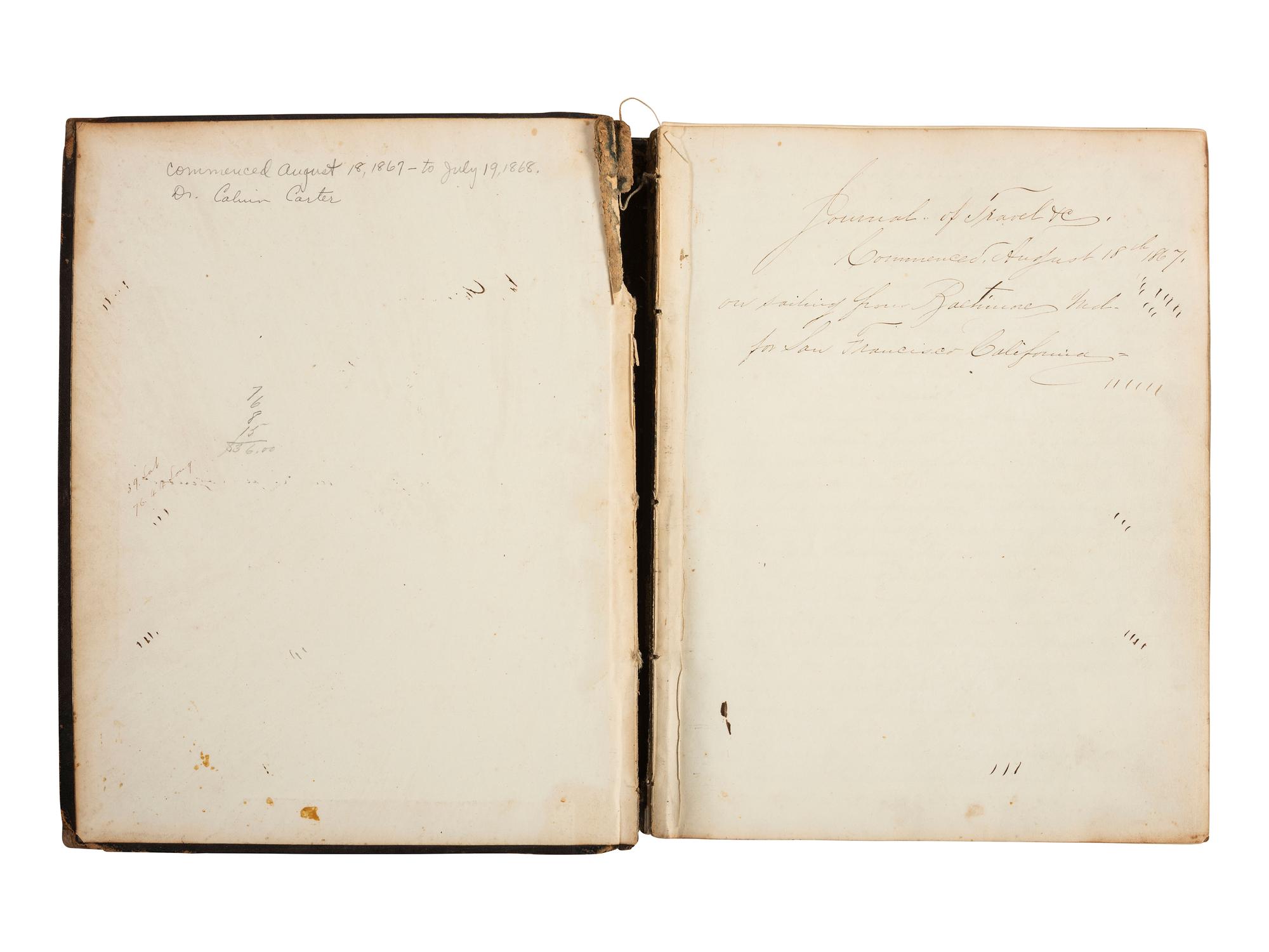 [U.S. COAST GUARD] -- [AFRICAN AMERICANA]. Ship journal of Dr. Calvin Carter, Medical Officer on board the U.S. Revenue Cutter Reliance , 1867-1868.