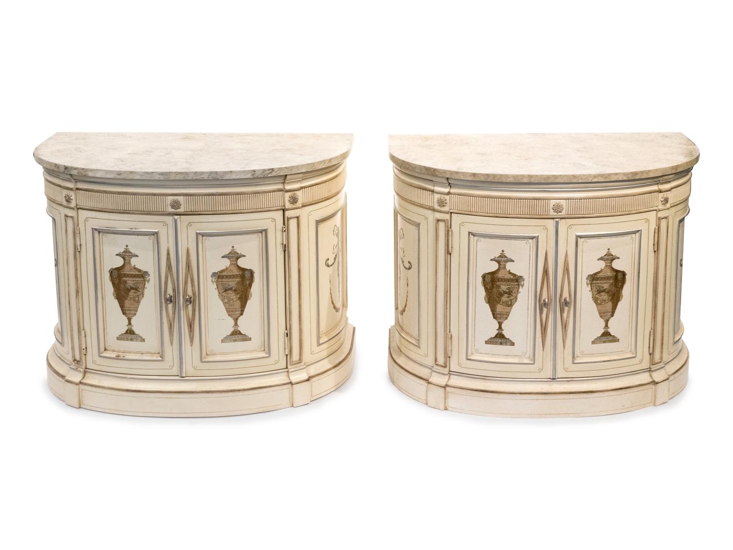 A Pair of Neoclassical Style Painted Cabinets