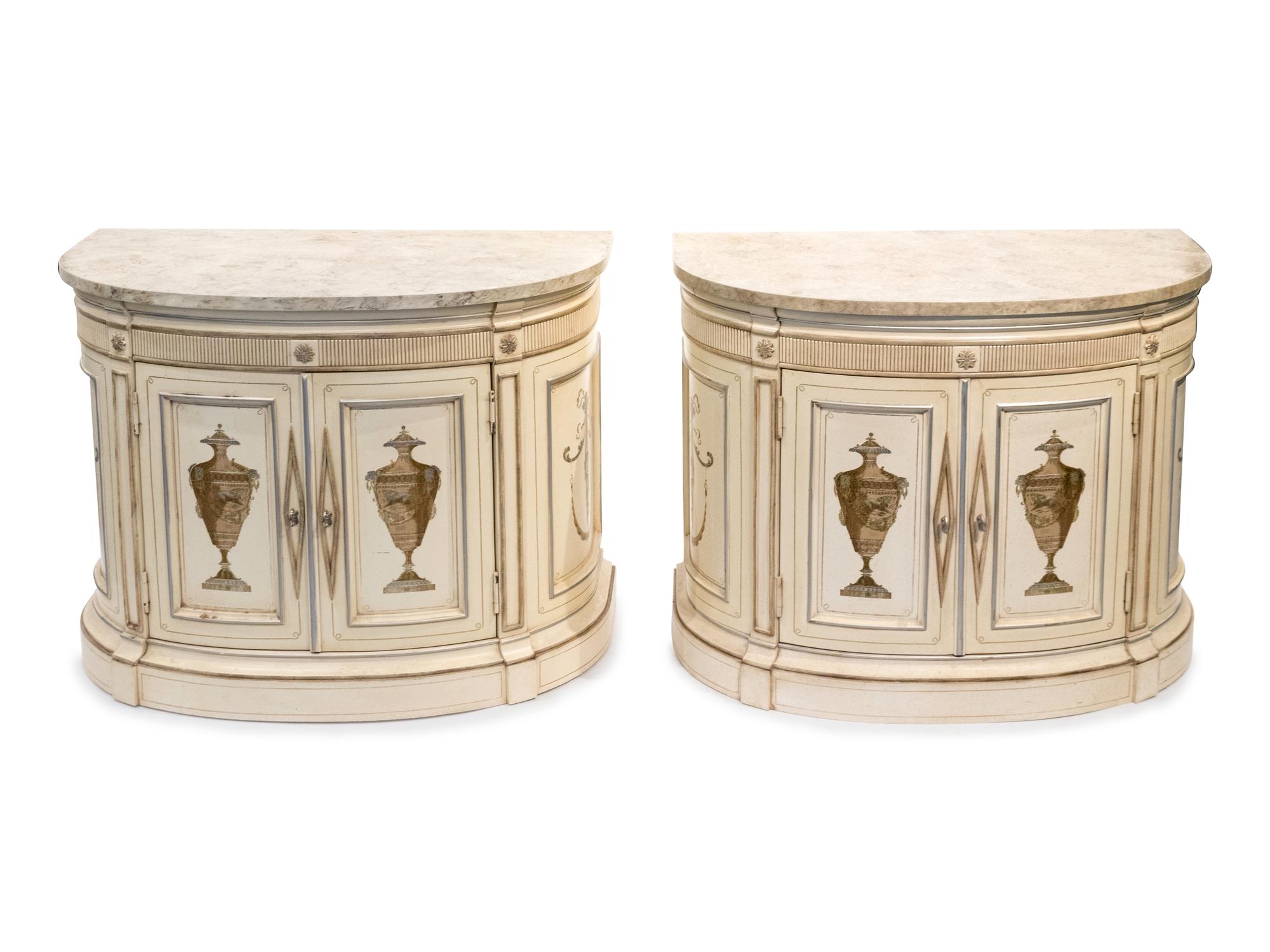A Pair of Neoclassical Style Painted Cabinets