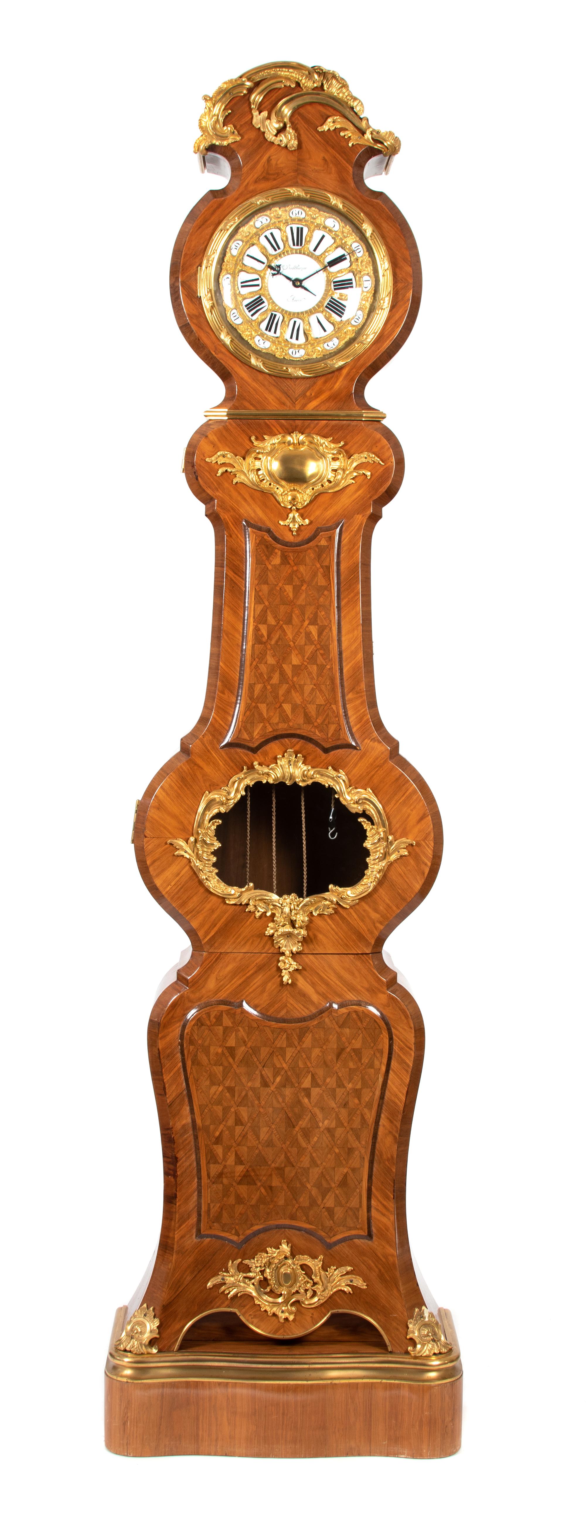 A Louis XV Style Gilt Bronze Mounted and Parquetry Tall Case Clock — AFTER CHARLES CRESSENT, LATE 19TH CENTURY