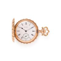 ELGIN, 14K YELLOW GOLD HUNTER CASE POCKET WATCH