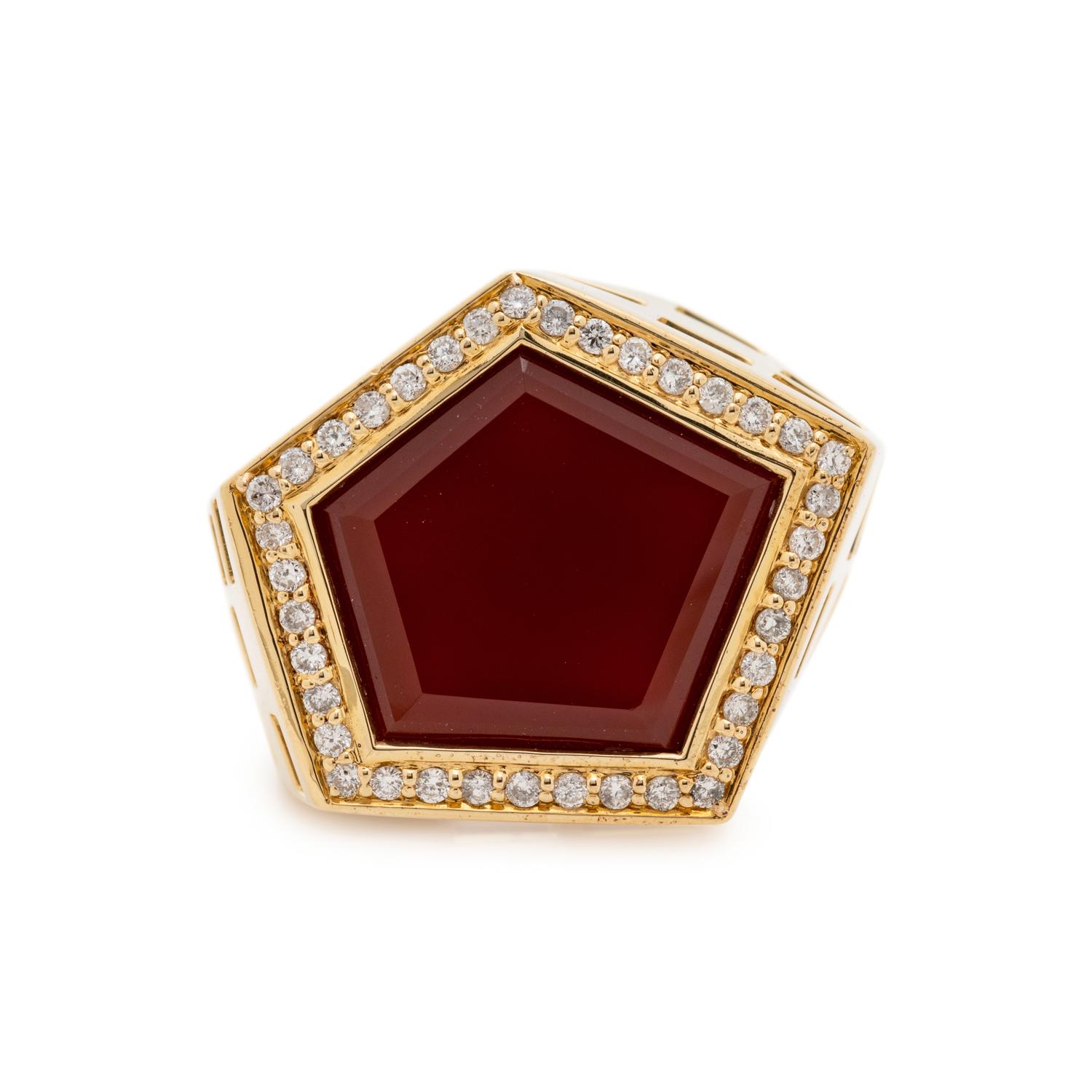 ANDY GOTZ, CARNELIAN AND DIAMOND RING