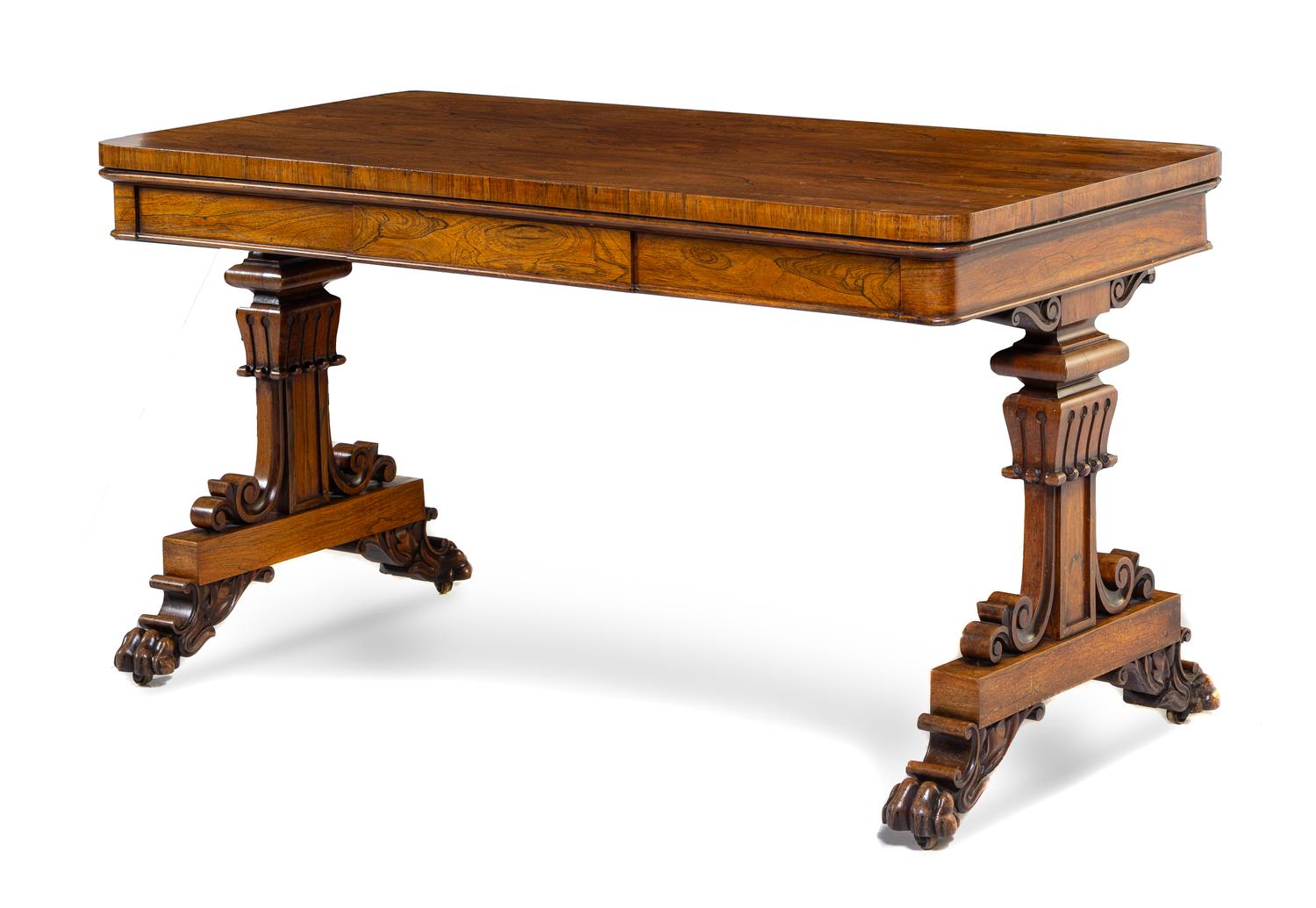 A Regency Rosewood Library Table Height 28 1/2 x width 56 x depth 27 inches. — SECOND QUARTER 19TH CENTURY