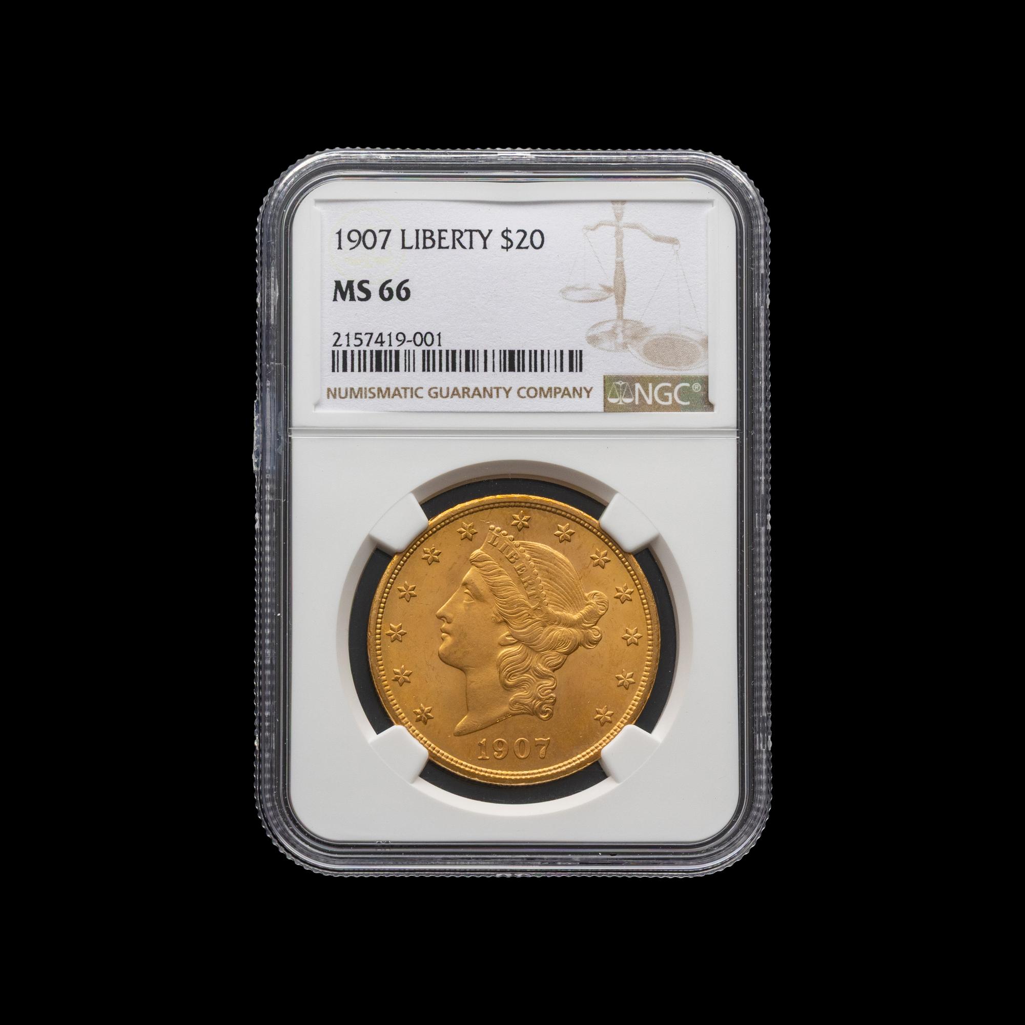 A 1907 Liberty Head $20 Gold Coin [NGC MS66; Top Pop]