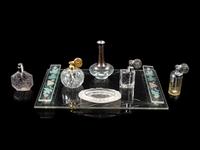 A Collection of American Silvered Metal Mounted Glass Articles
