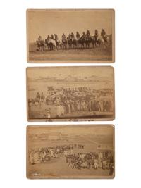 [NATIVE AMERICANS]. A group of 3 boudoir photographs of Cheyenne and Arapaho Indians at Fort Reno, Oklahoma Territory, comprising: