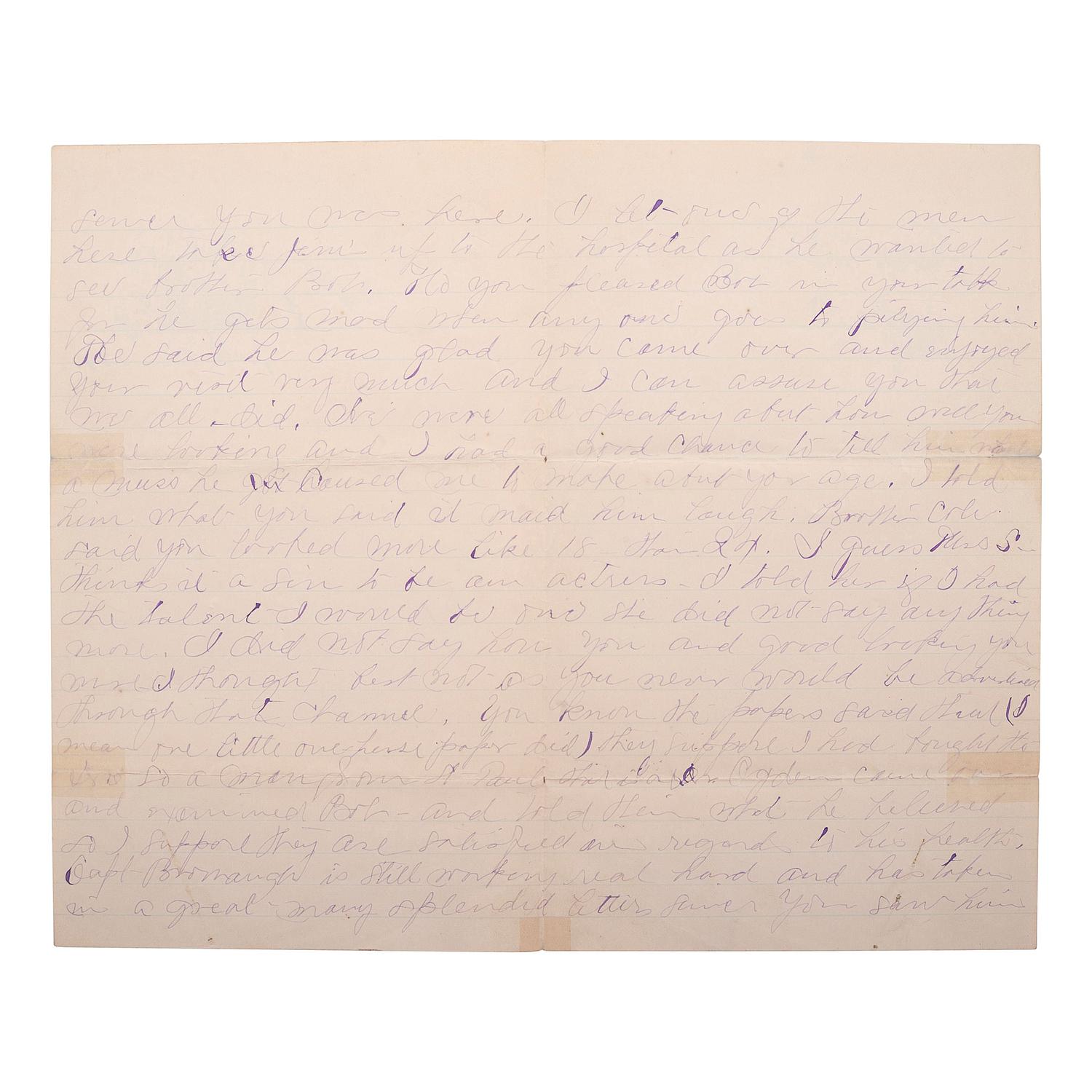 [OUTLAWS & LAWMEN]. YOUNGER, Henrietta (1857-1915). Autograph letter signed to Miss Louie. Stillwater, MN, 18 July 1889. 4 pages, 8vo, creasing, partial separation at folds repaired with tape.
