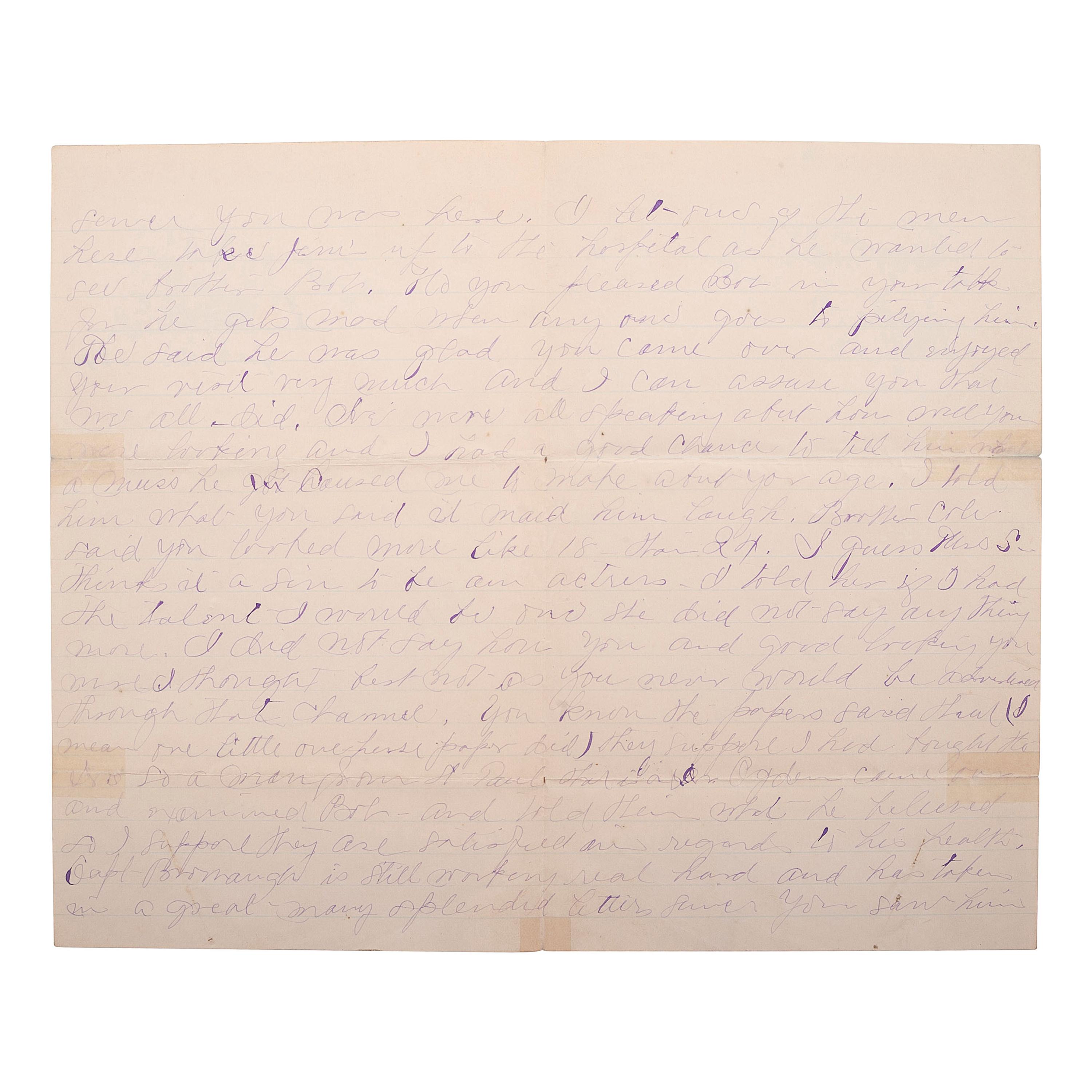[OUTLAWS & LAWMEN]. YOUNGER, Henrietta (1857-1915). Autograph letter signed to Miss Louie. Stillwater, MN, 18 July 1889. 4 pages, 8vo, creasing, partial separation at folds repaired with tape.