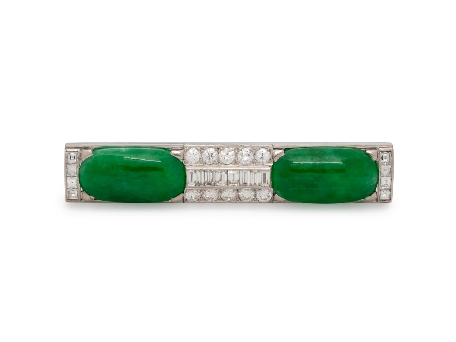 JADE AND DIAMOND BROOCH
