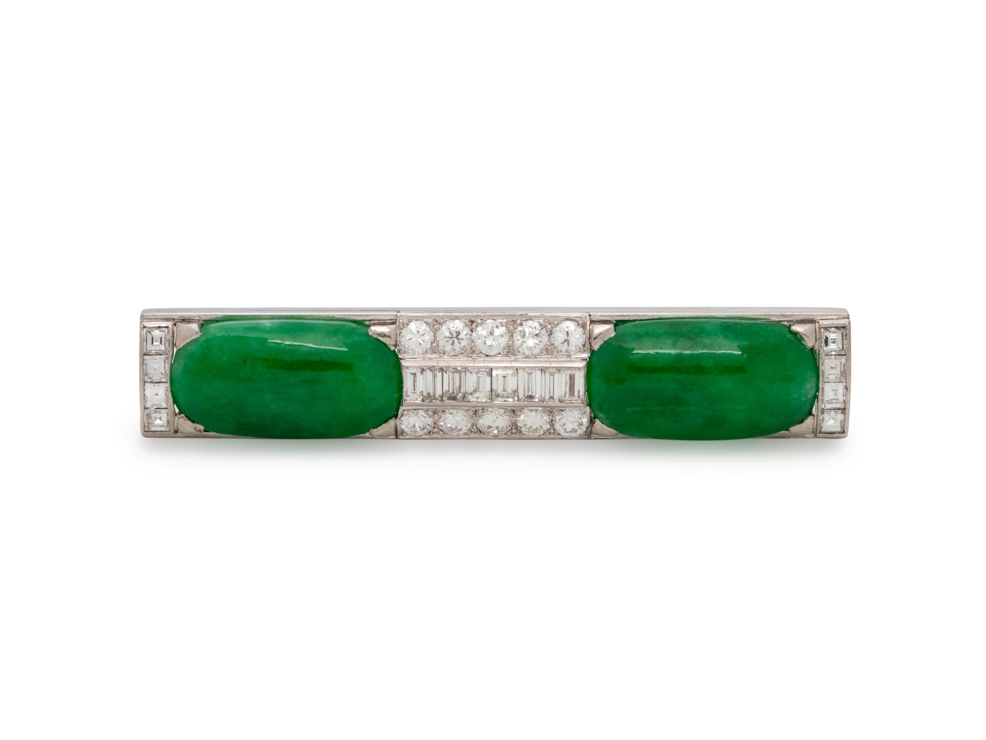 JADE AND DIAMOND BROOCH