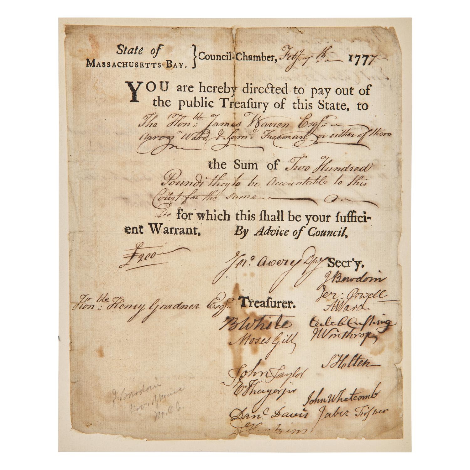 [American Revolution] Partially-Printed Document