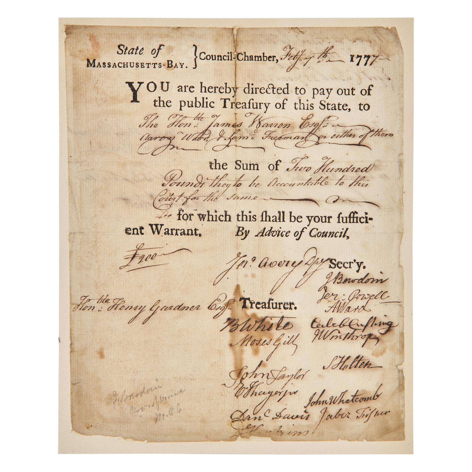 [American Revolution] Partially-Printed Document