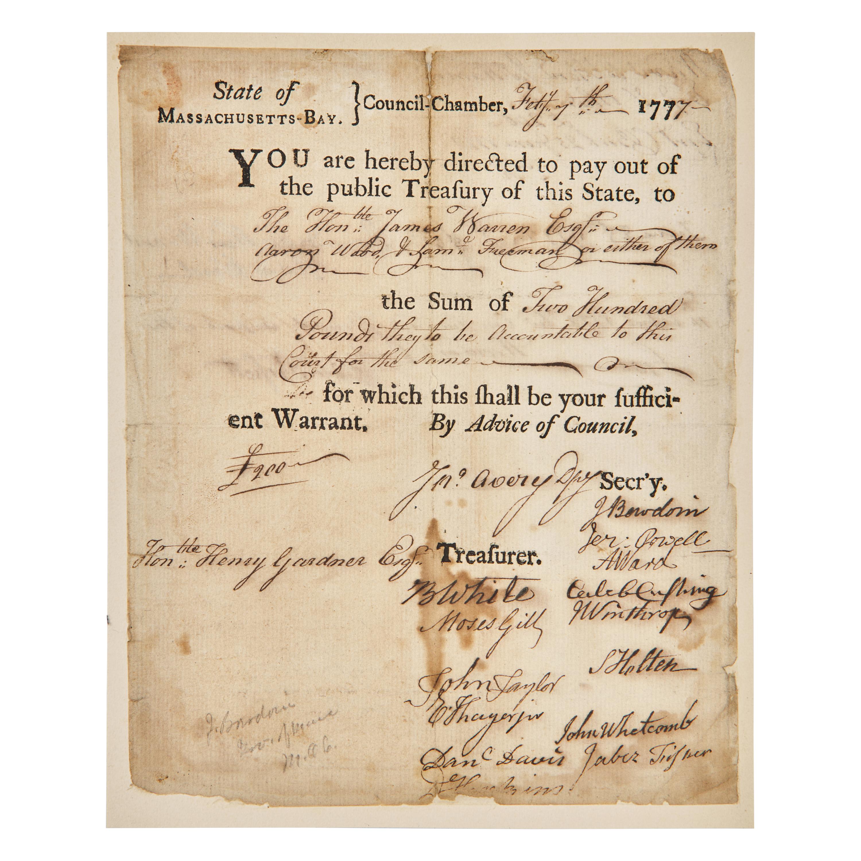 [American Revolution] Partially-Printed Document