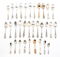 A Collection of American Souvenir Spoons, 20TH CENTURY, comprising silver and silver-plate spoons; including Western states and Nationa