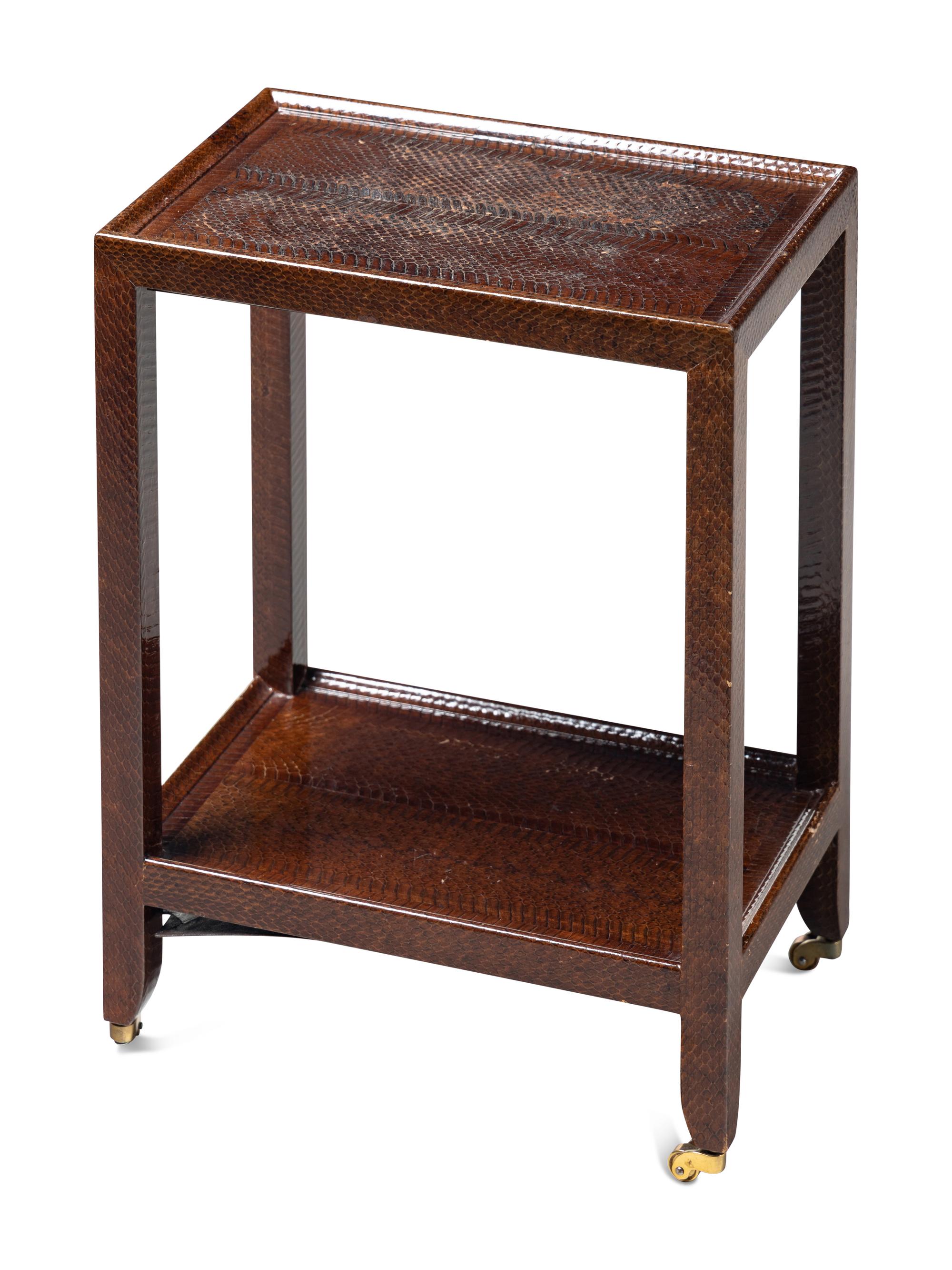 A Python-Veneered Side Table Attributed to Karl Springer