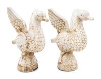 A Pair of Indian Carved Alabaster Geese