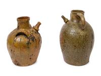 Two French Glazed Earthenware Wine Jugs