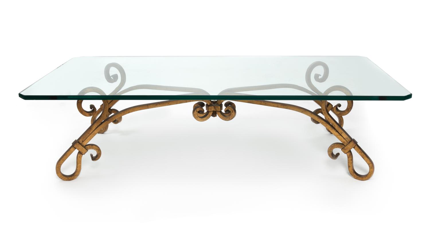 A Gilt Bronze Base Glass Top Coffee Table — 20TH CENTURY