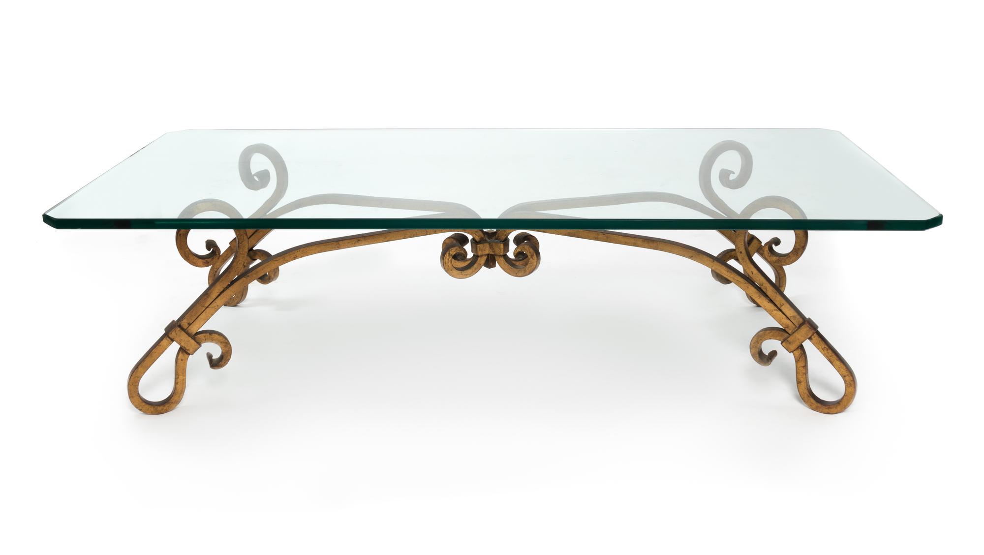 A Gilt Bronze Base Glass Top Coffee Table — 20TH CENTURY