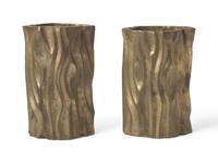 A Pair of Faux Bois Cast Metal Jardinières DONATED BY WILLIAMS LAWRENCE (BUNNY WILLIAMS AND ELIZABETH LAWRENCE)