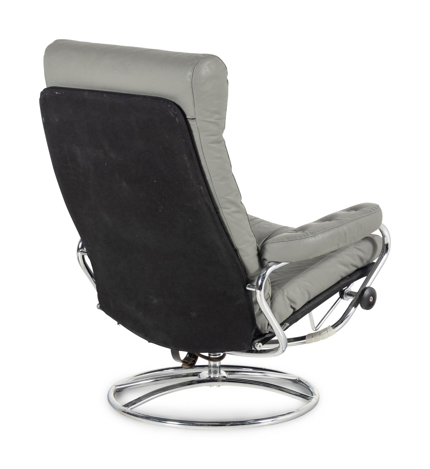 A Leather Recliner with Ottoman