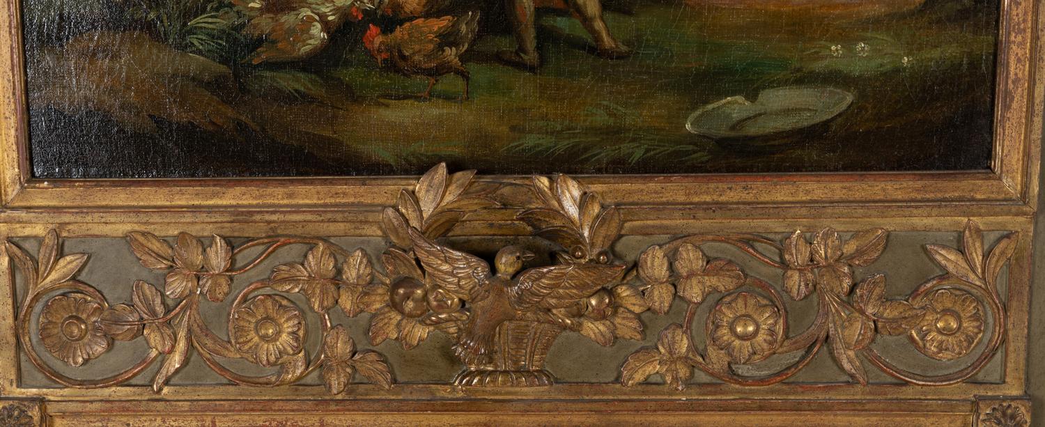 A French Painted and Parcel Gilt Trumeau Mirror