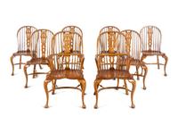A Set of Eight Elm Windsor Chairs