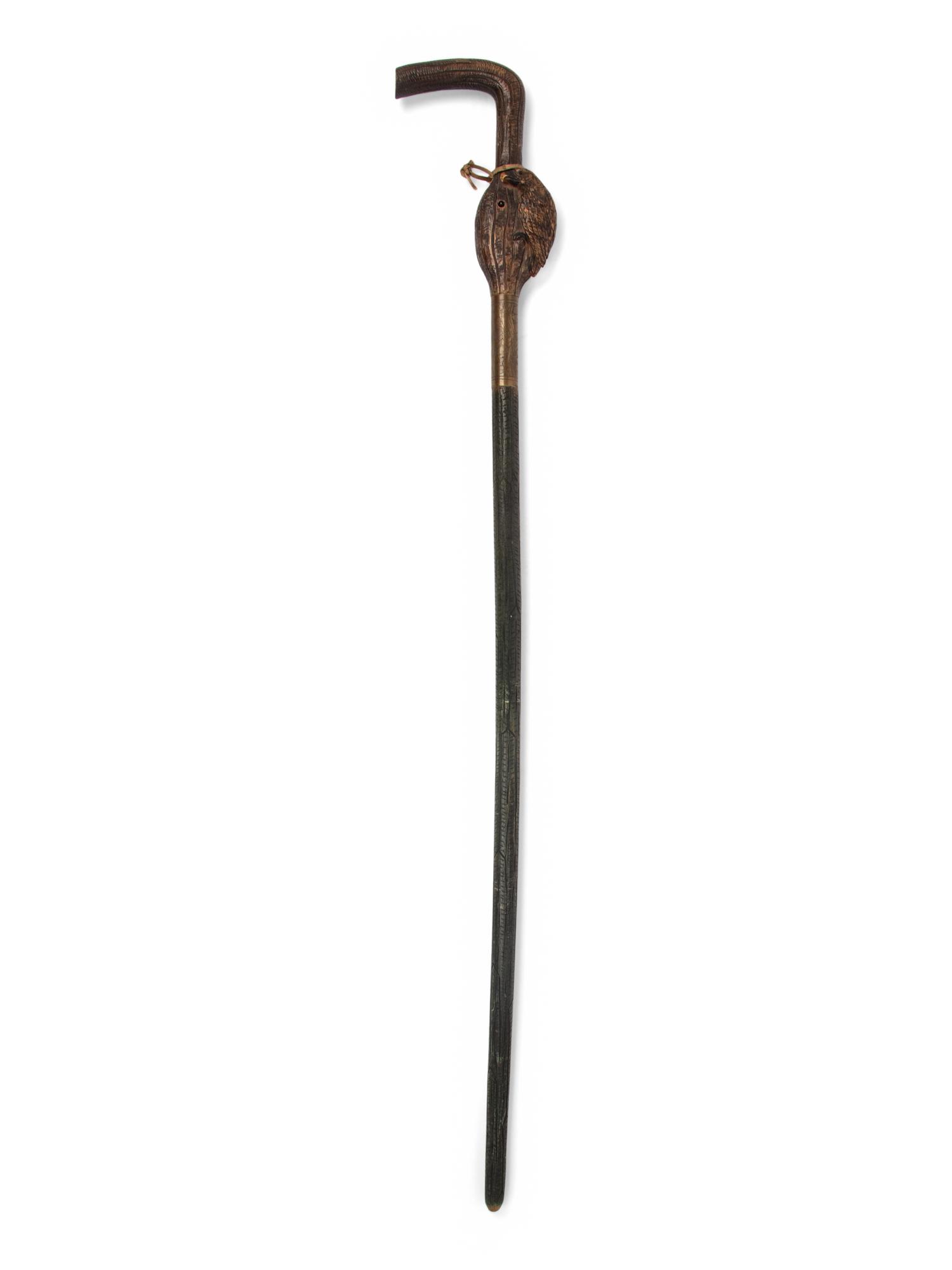 A Black Forest Carved Musical Walking Stick