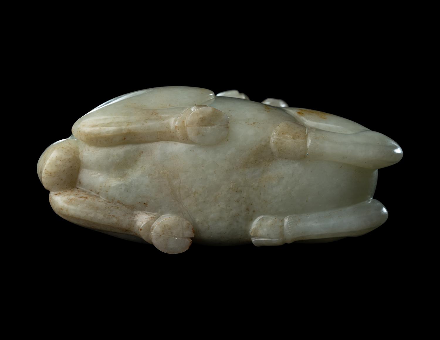 A Pale Celadon Jade 'Ram and Boy' Group