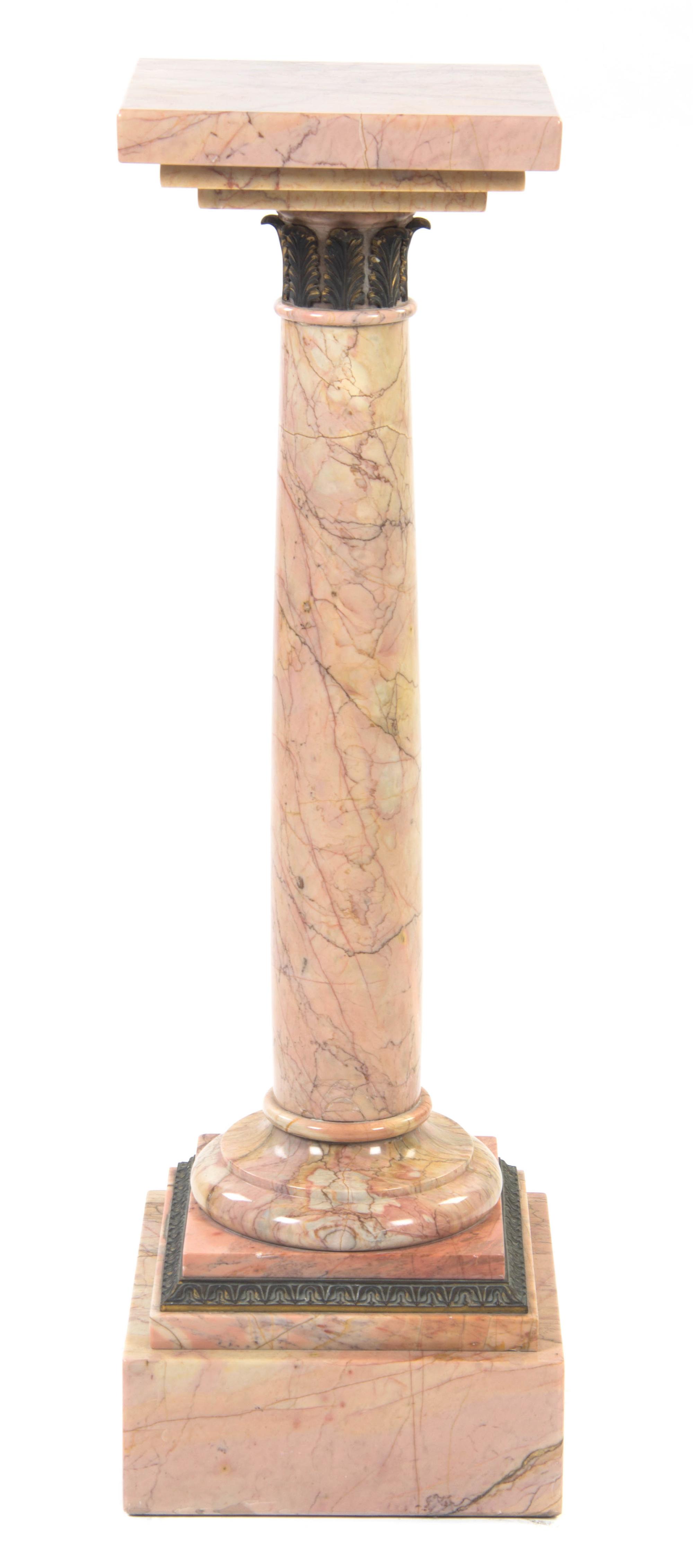 A Continental Marble and Bronze Column, Height 40 3/4 inches.