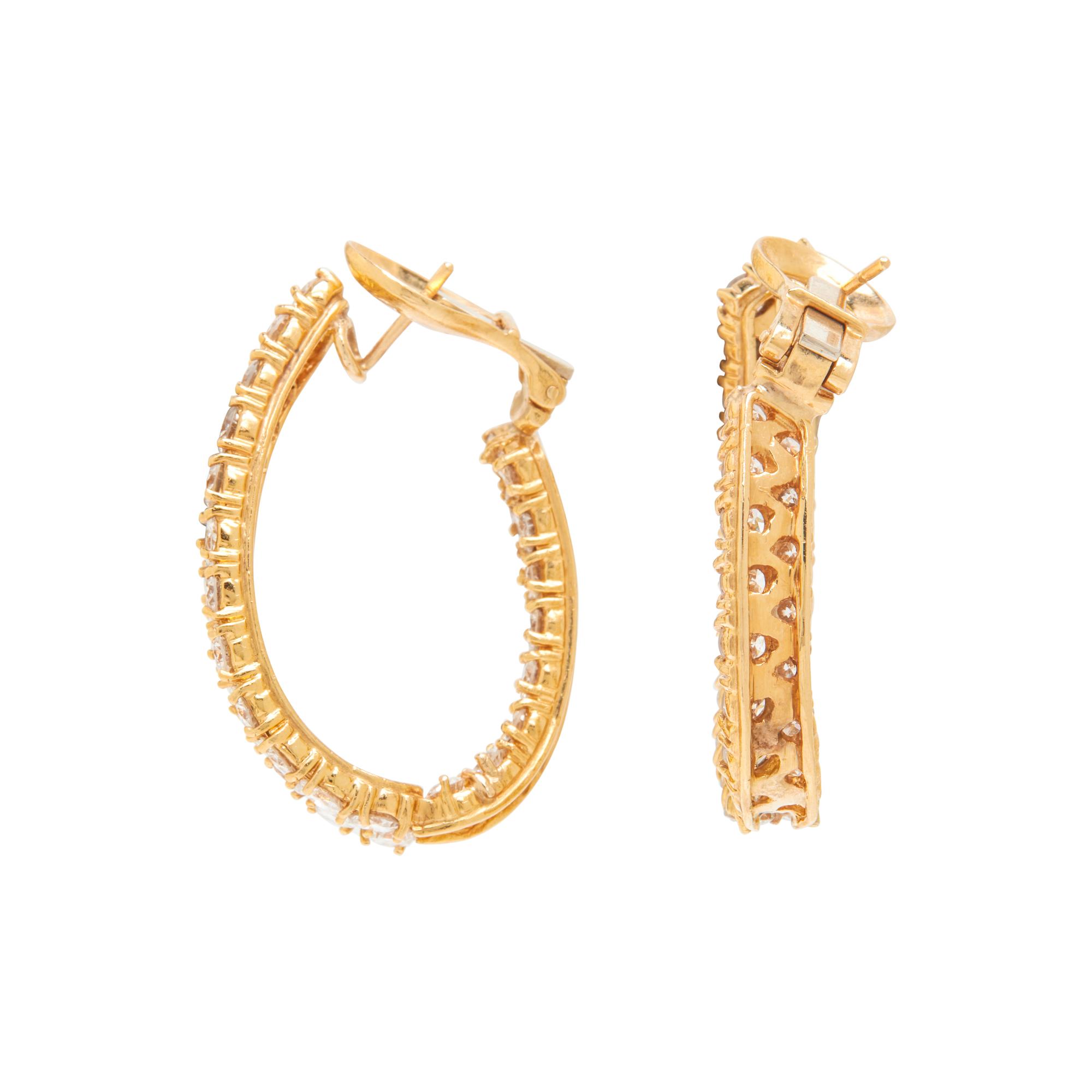 YELLOW GOLD AND DIAMOND HOOP EARRINGS