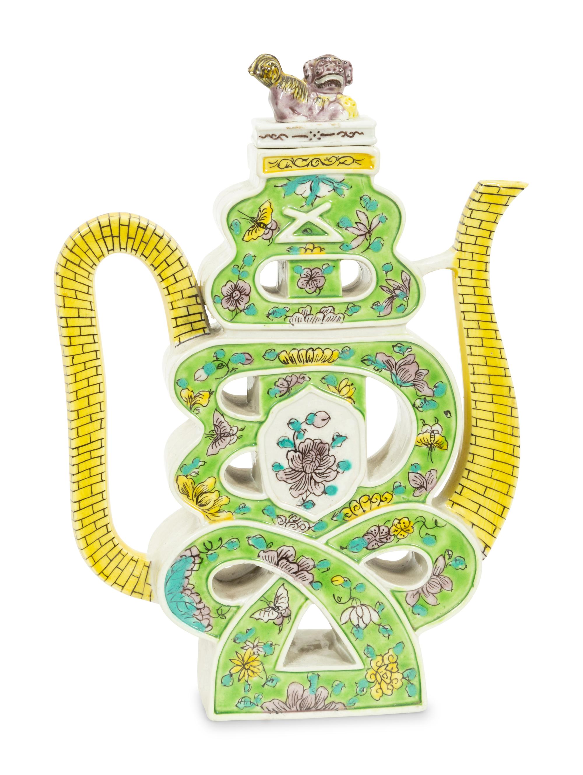A Chinese Export Porcelain "Puzzle" Teapot