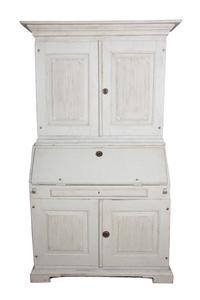 A Swedish White-Painted Secretary Bookcase Height 74 1/2 x width 44 1/4 x depth 21 1/4 inches. — LATE 19TH/EARLY 20TH CENTURY