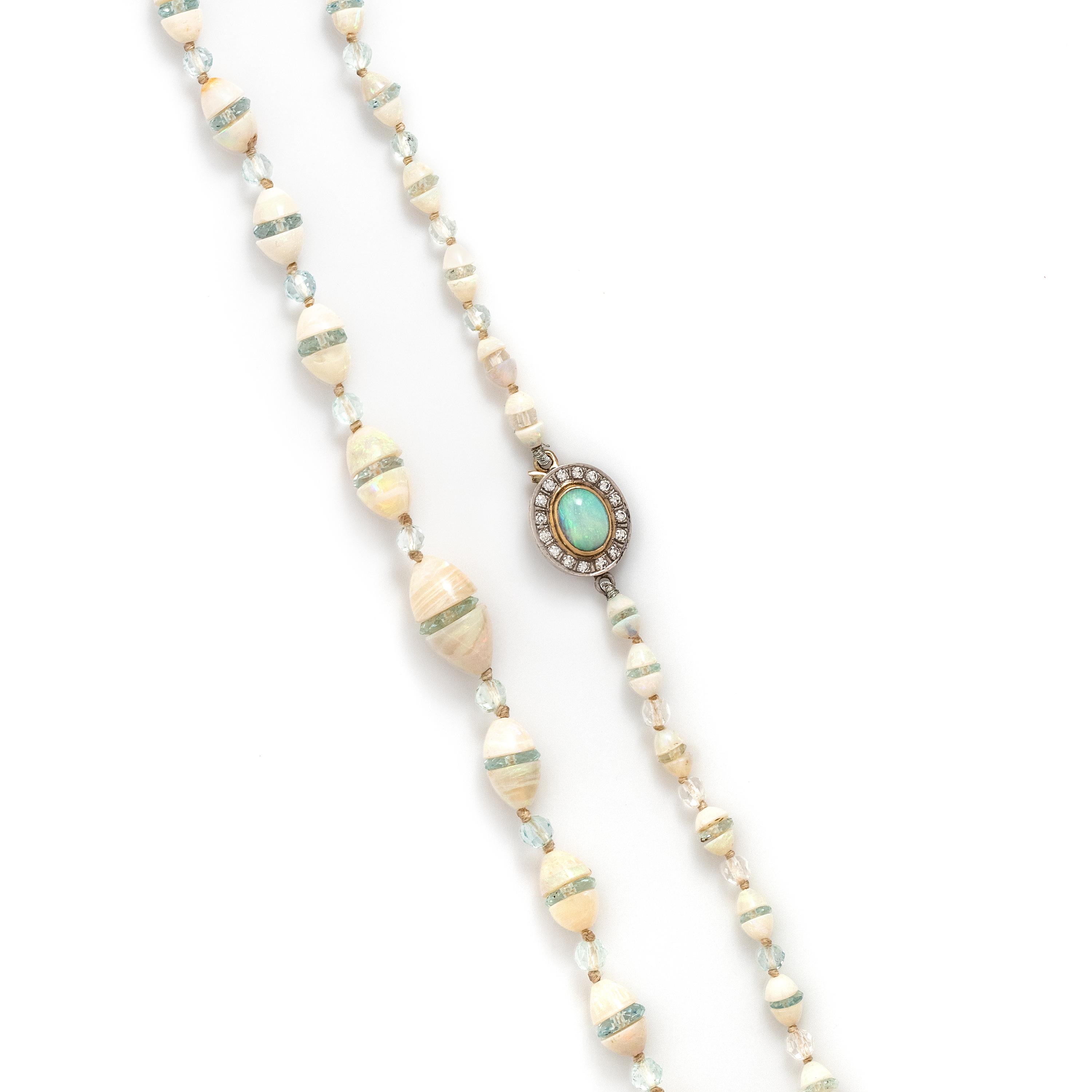 OPAL AND DIAMOND BEAD NECKLACE