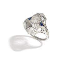 ART DECO, WHITE GOLD AND DIAMOND RING