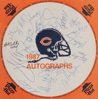 A 1987 Chicago Bears Team Signed Display Including Walter Payton, William Perry and Dan Hampton,